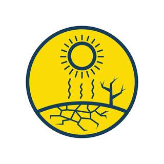 pictogramme jaune, soleil qui brille et sèche le sol