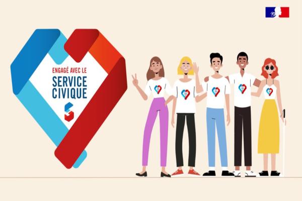 Illustration service civique avec des jeunes.